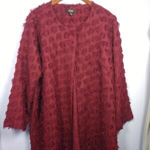 Dennis Basso Jacquard Topper Wine Red-Snap Closure Size Large Eyelash Design